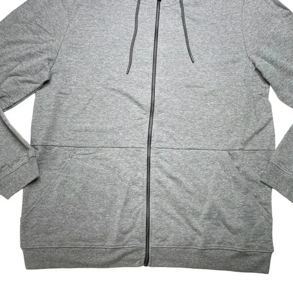 Alfani Mendoza Oxford Heather Grey Full Zip Hooded Mens Sweatshirt Size Large - Picture 5 of 12